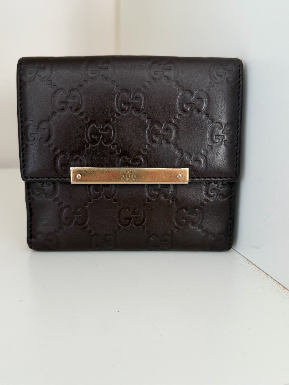 Authentic Gucci Guccissima Leather Bifold Wallet Brown